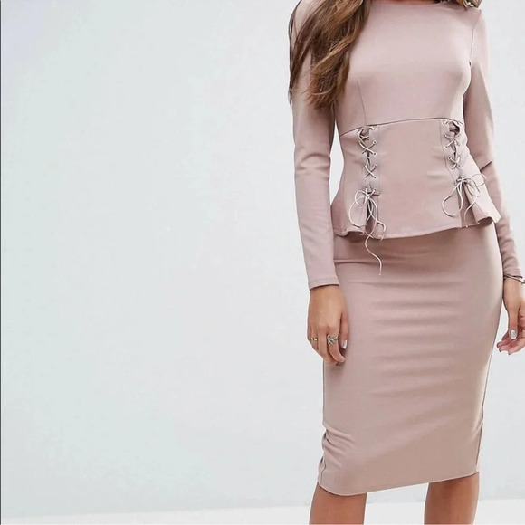 ASOS Corset Peplum Midi Dress Women’s Size 8 - Picture 5 of 9